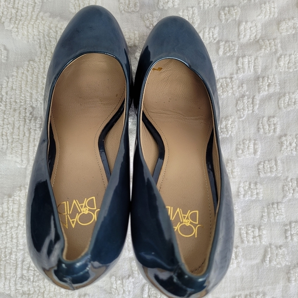 Joan & David teal blue patent leather platform pinup stiletto pumps almond toe 6 - Picture 7 of 12